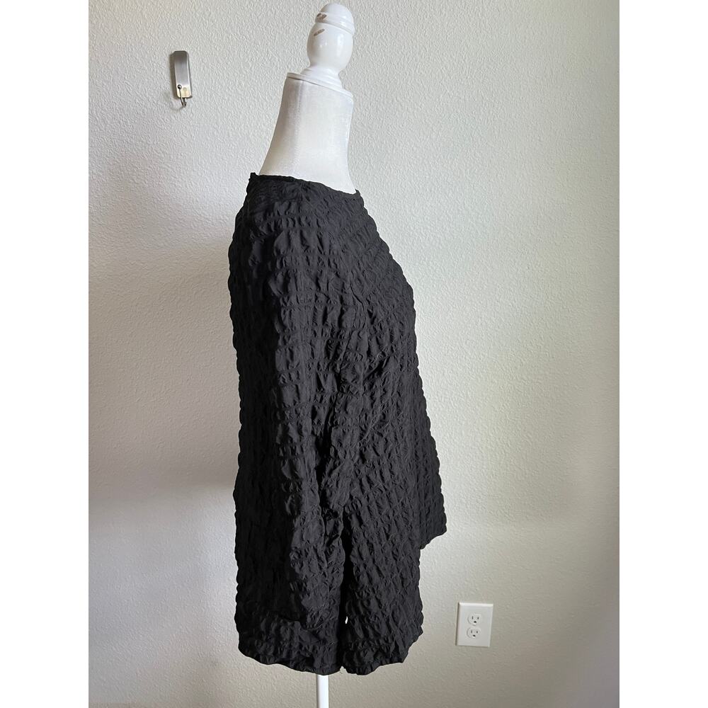 IC by Connie K Black Crinkle Texure Blouse Women's M Wide Sleeve Whimsigoth Top - Picture 6 of 8